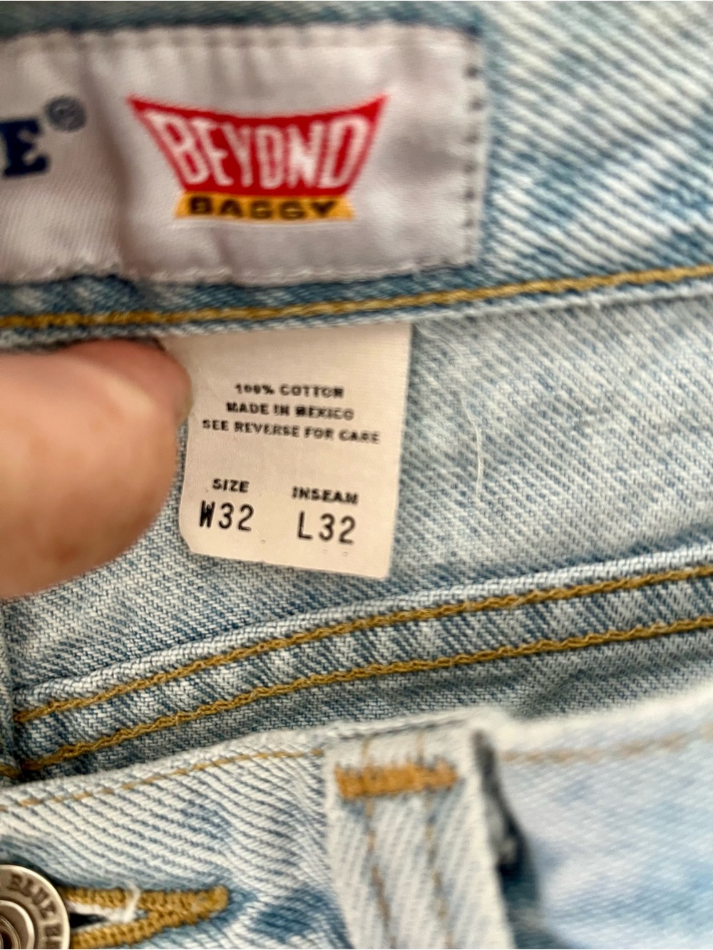 Vtg 90s/Y2K Anchor Blue Beyond Baggy Wide Leg Skate Denim 32x32 - Picture 3 of 9